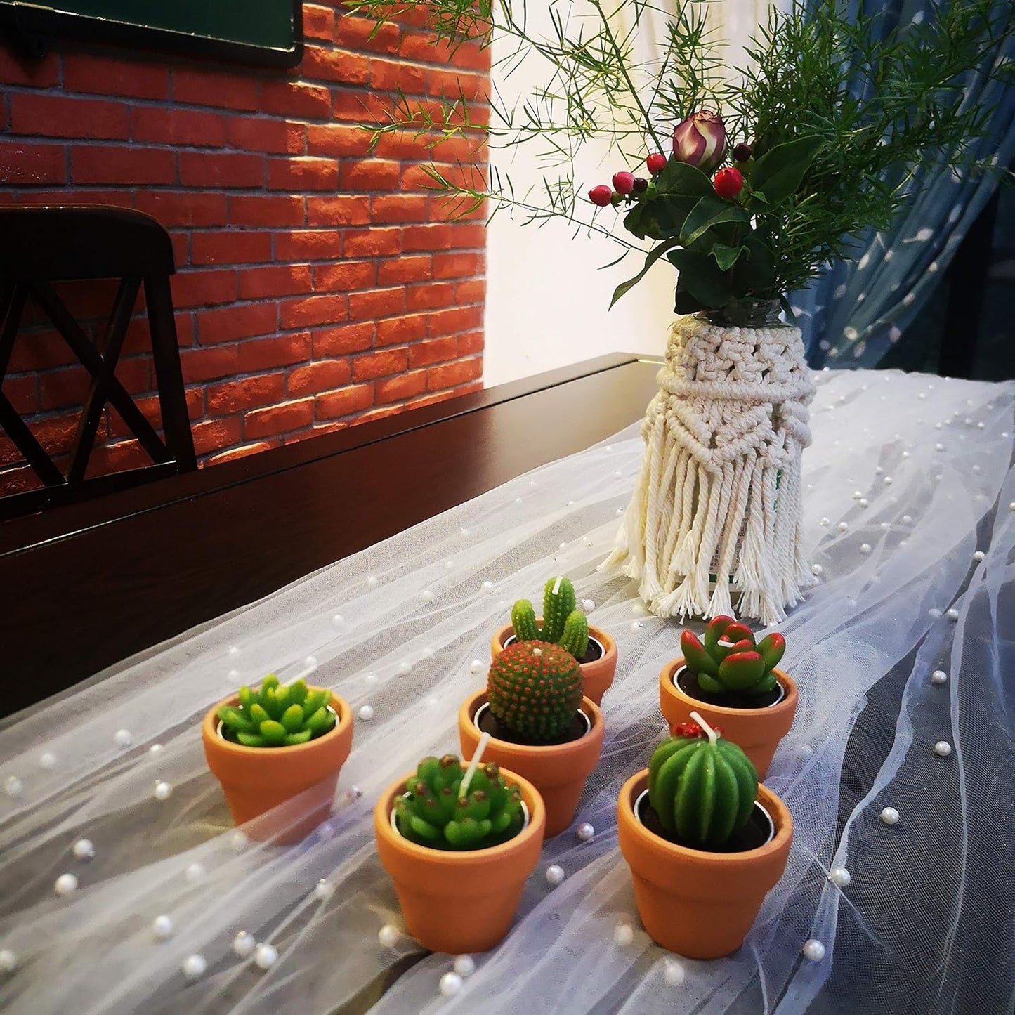 Cactus Tealight Candles with Tiny Terracotta Pots Holder, Succulent Baby Shower Favors Decorations, Delicate Decorative Candles Valentine'S Day Birthday House-Warming Party Spa Home Decorates (6)âŠ