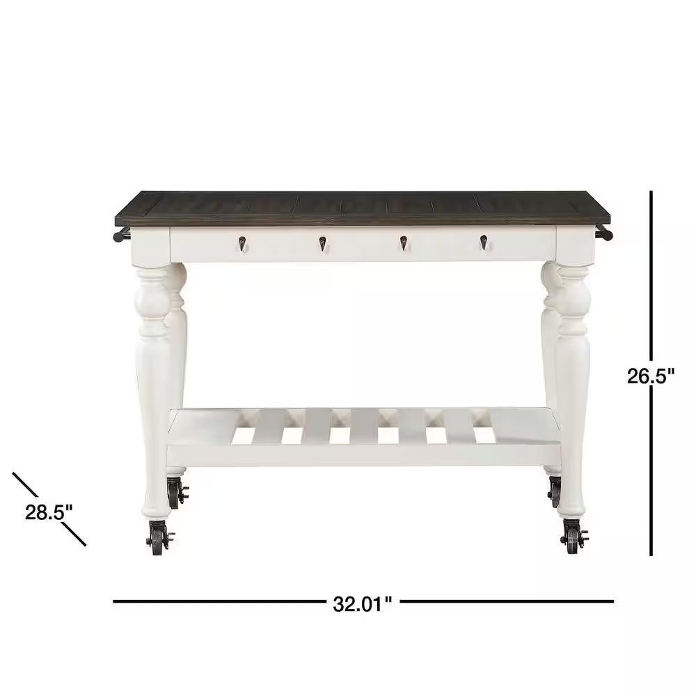 Joanna Two-Tone Ivory and Dark Oak Kitchen Cart