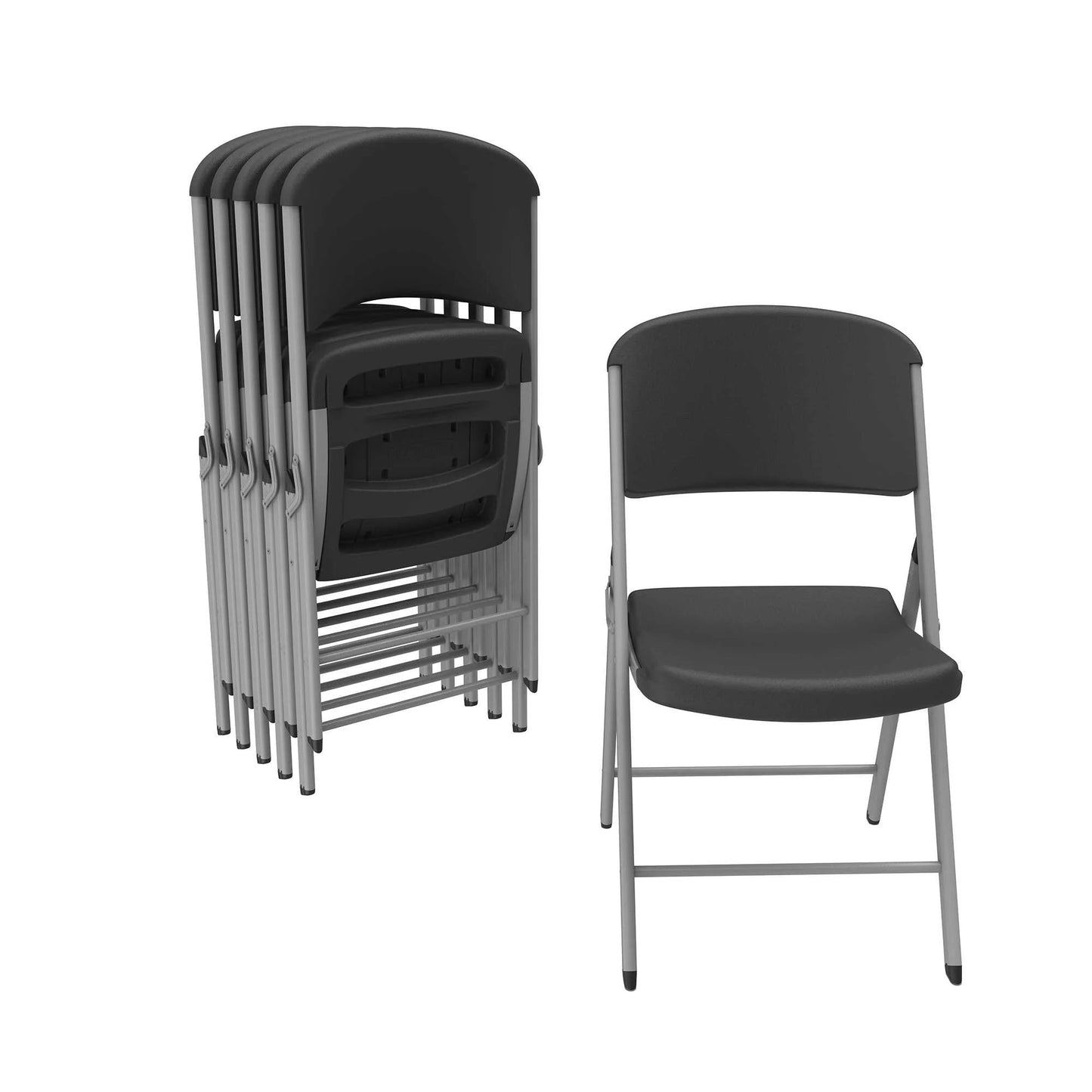 Folding Chair, Indoor/Outdoor Commercial, Black, 6 Pack (80844)