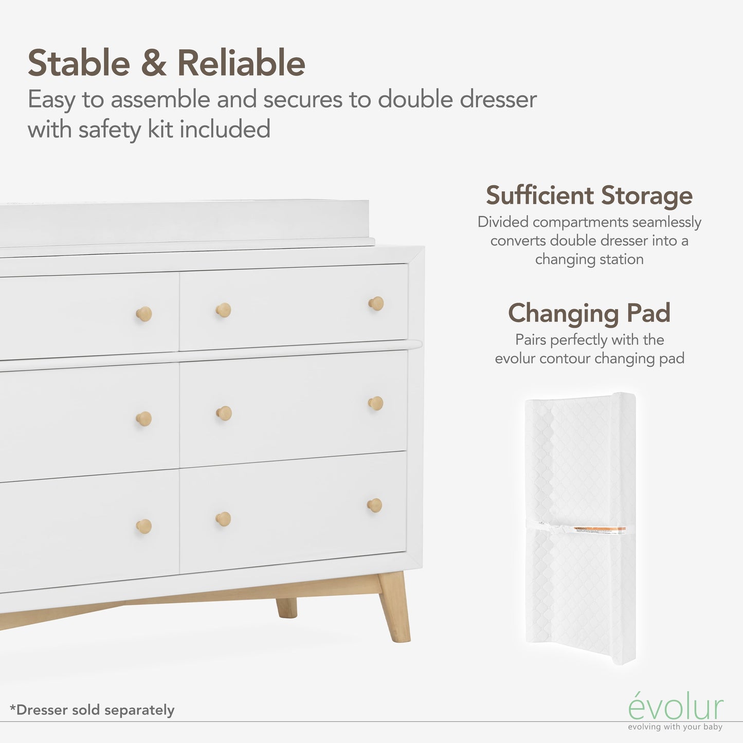 I Modern Changing Tray I Lasting Quality, Weathered White