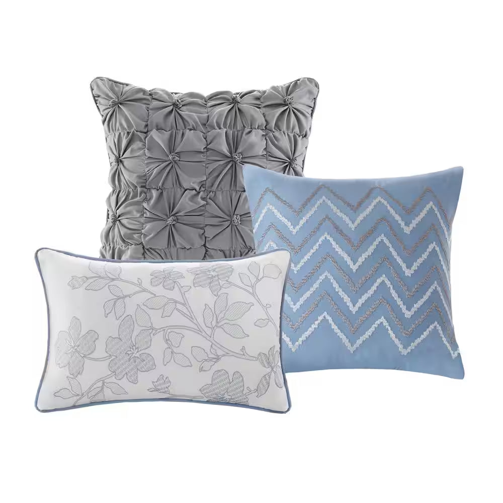 Piper 6-Piece Blue Microfiber Full/Queen Quilt Set