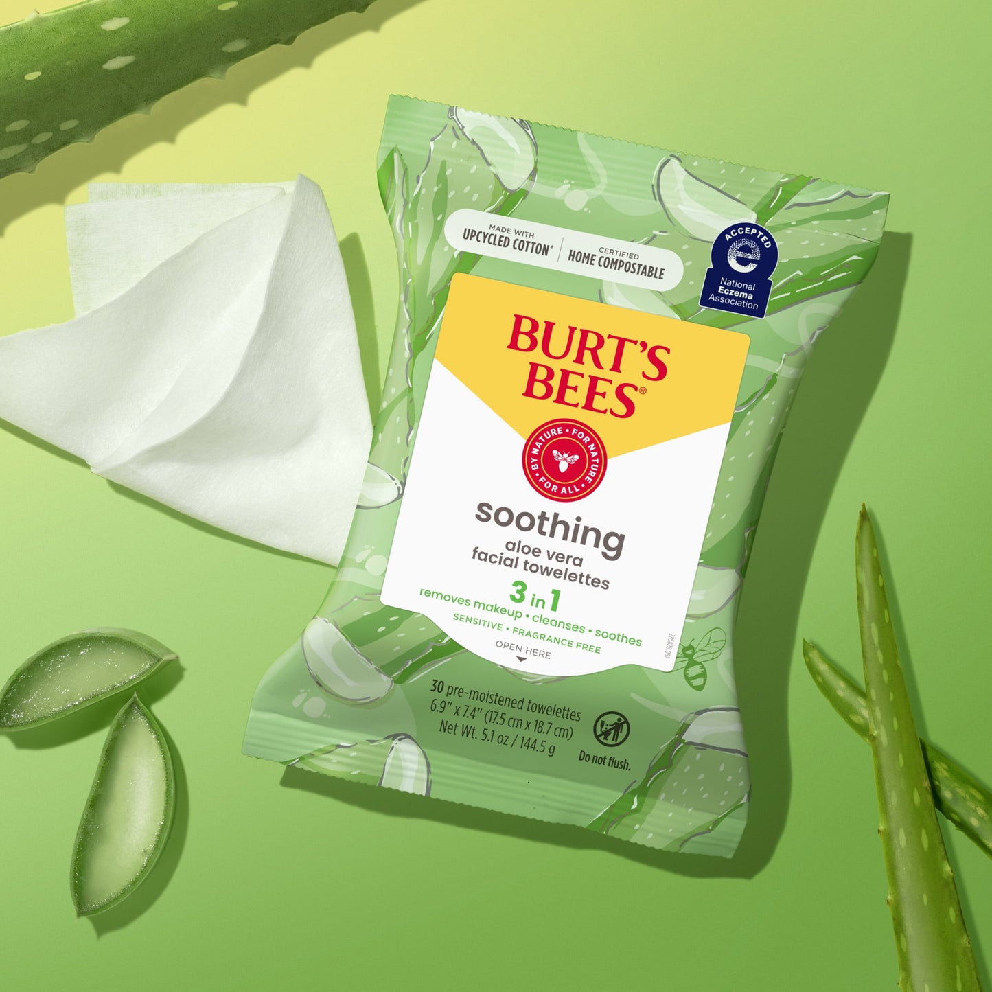 Soothing Facial Towelettes with Aloe Vera, 30 Ct. Package