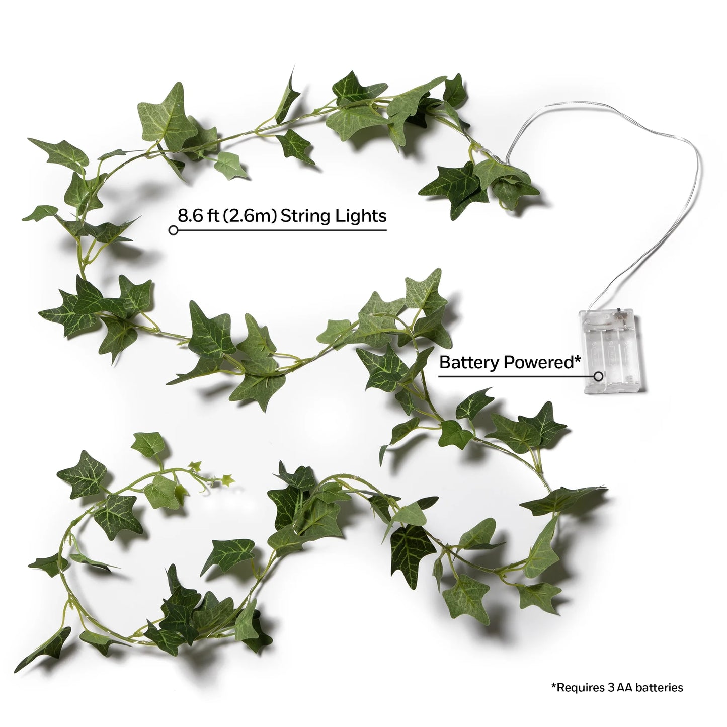 7 Ft. Ivy String Lights (Battery Operated, Warm White LED, Indoor Use)