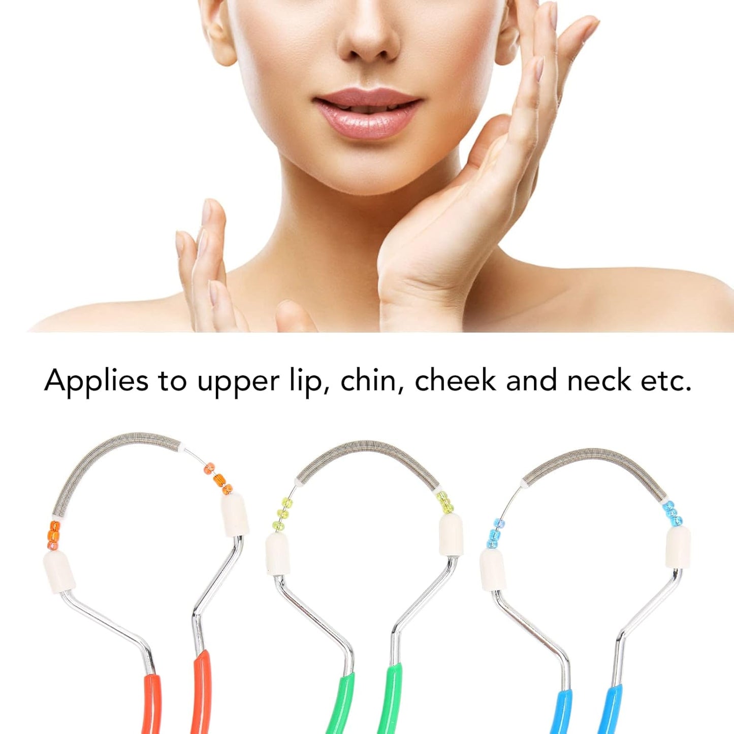 3Pcs Spring Facial Hair Remover, Manual Handheld Epilator Eyebrow Face Threading Tool Removing Women Lip Chin Cheeks Neck Removal Threading Hair Removal Spring Facial Remover for Face Manual Epilator