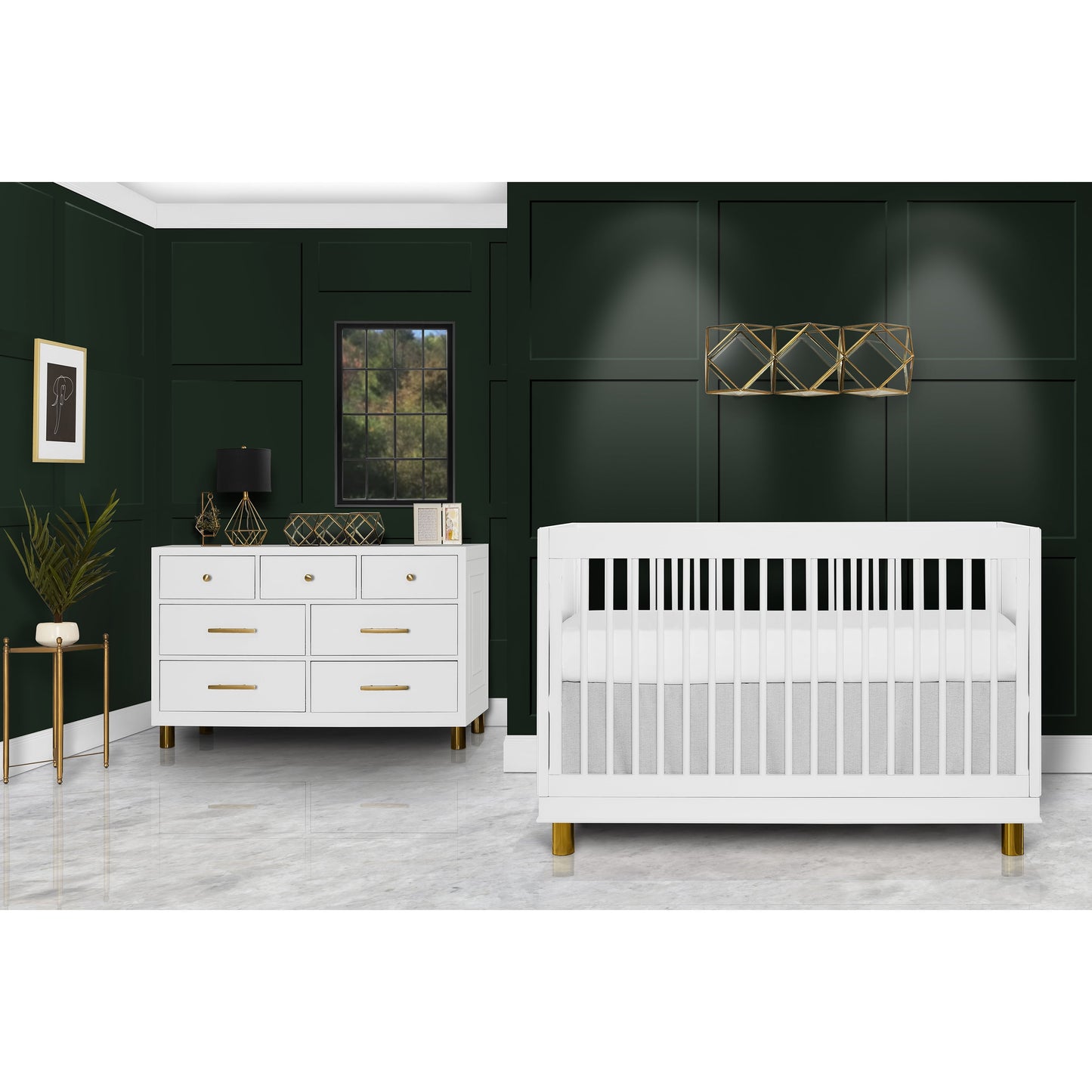 Art Deco Crib in White/Gold