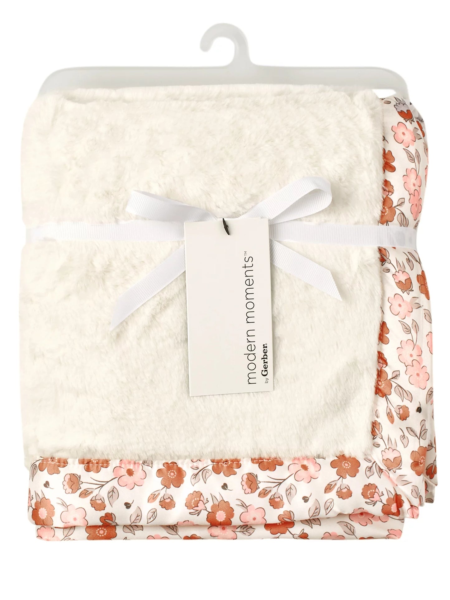 by Gerber Gender Neutral Plush Blanket with Satin Trim, Ivory