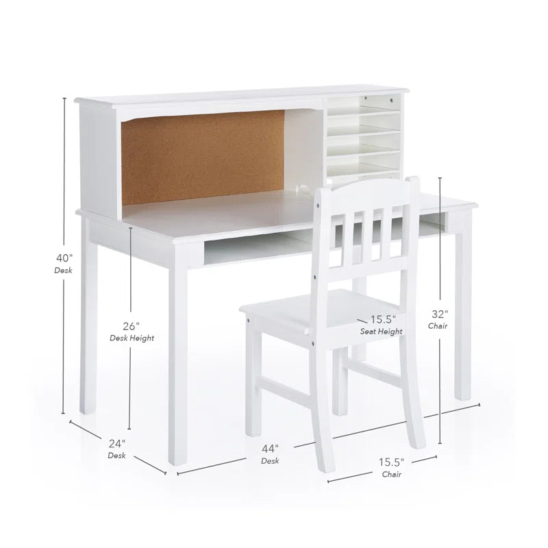 Kids Media Desk Hutch and Chair Set