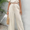Round Neck Short Sleeve Top and Pants Set