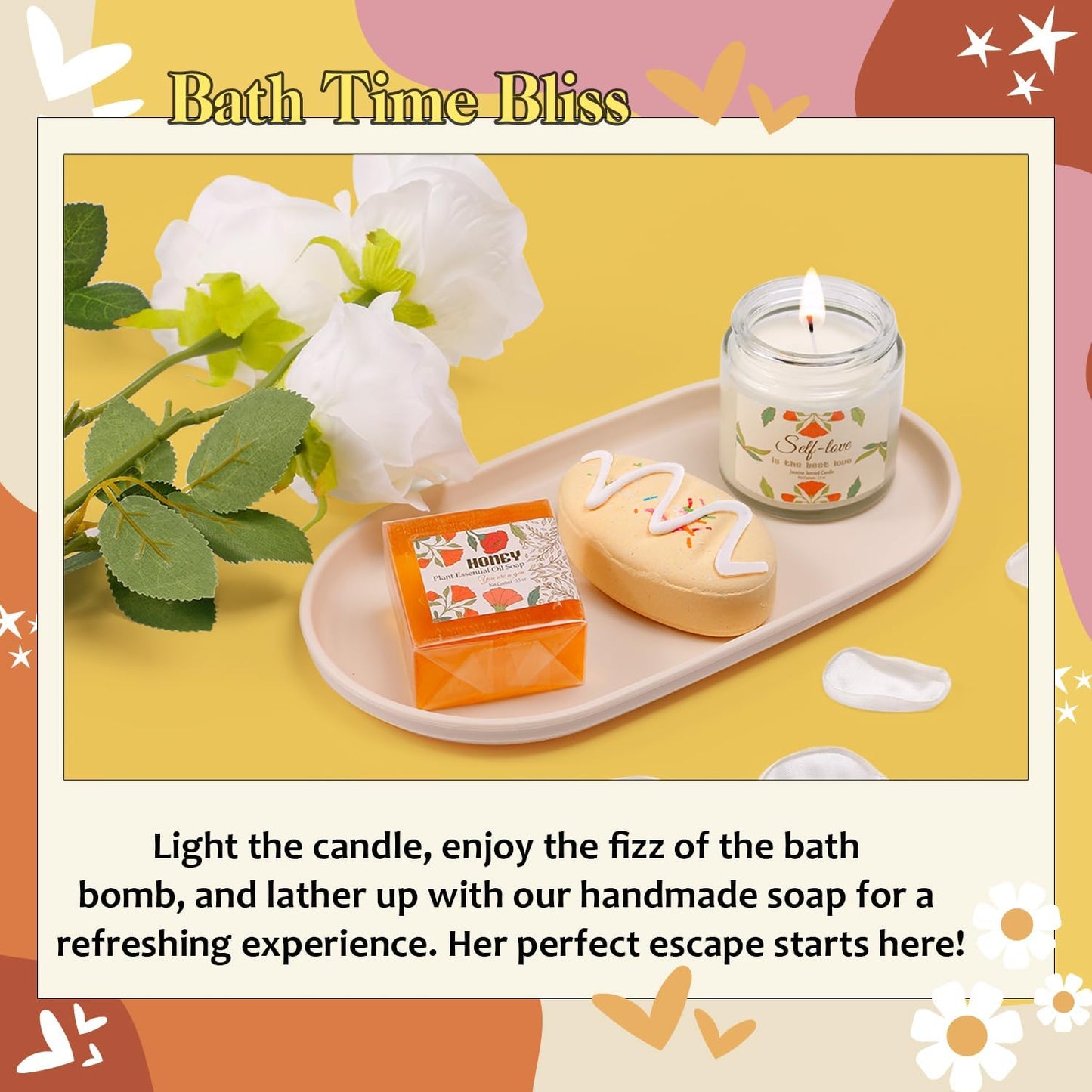 Self Care Gift Basket for Women - 10Pcs Get Well Soon & Thank You Gifts, Spa & Unique Surprises for Mom, Best Friend, Sister