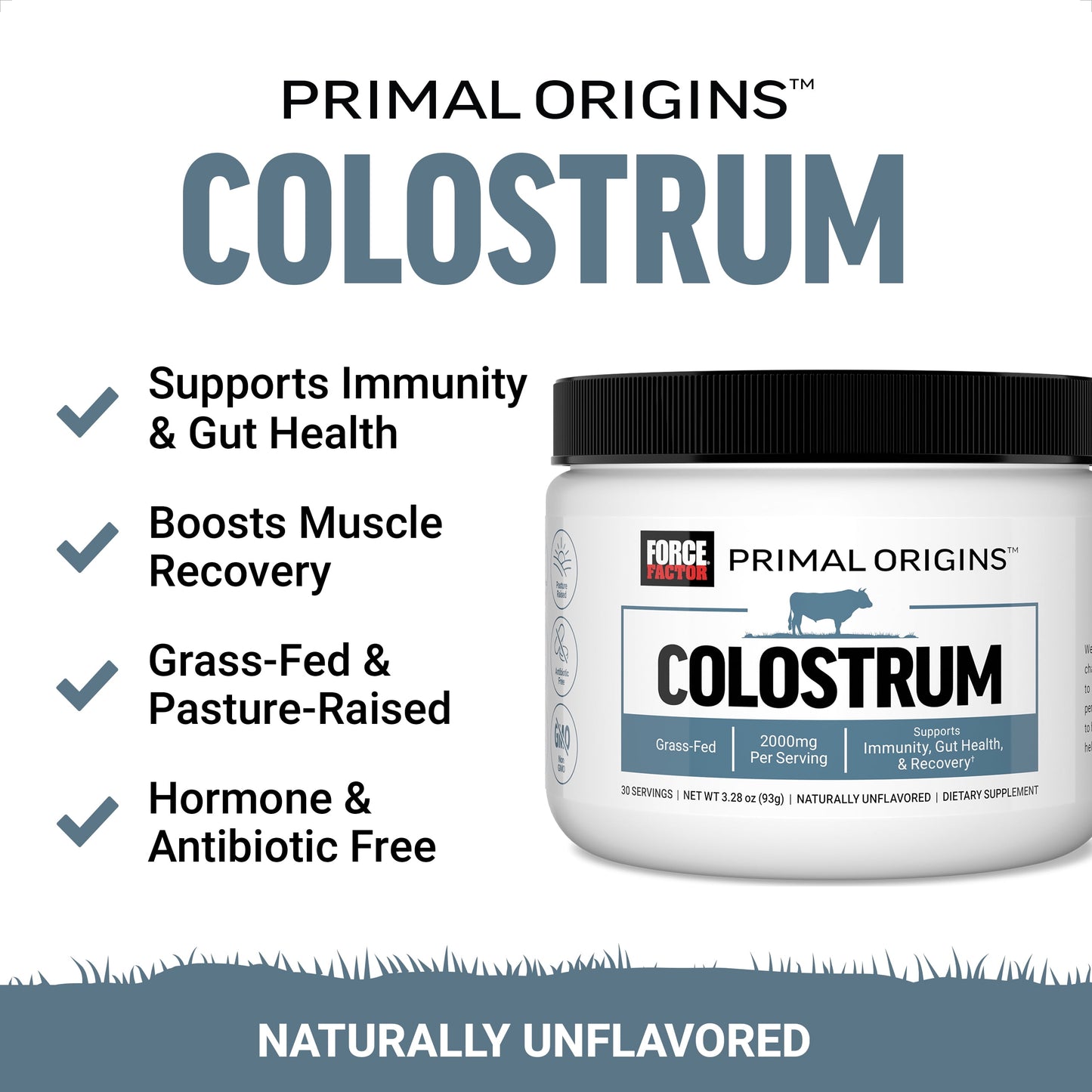 Primal Origins Bovine Colostrum Powder, Pasture-Raised, Grass Fed, Hormone Free, 30 Servings