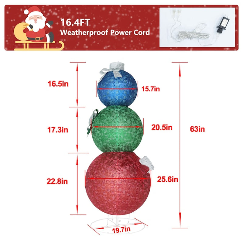 63-In Ornament Free Standing Decoration with White LED Lights