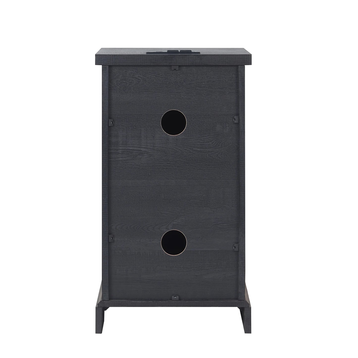 Farmhouse Nightstand with Charging Station, Wood End Table Side Table, Black