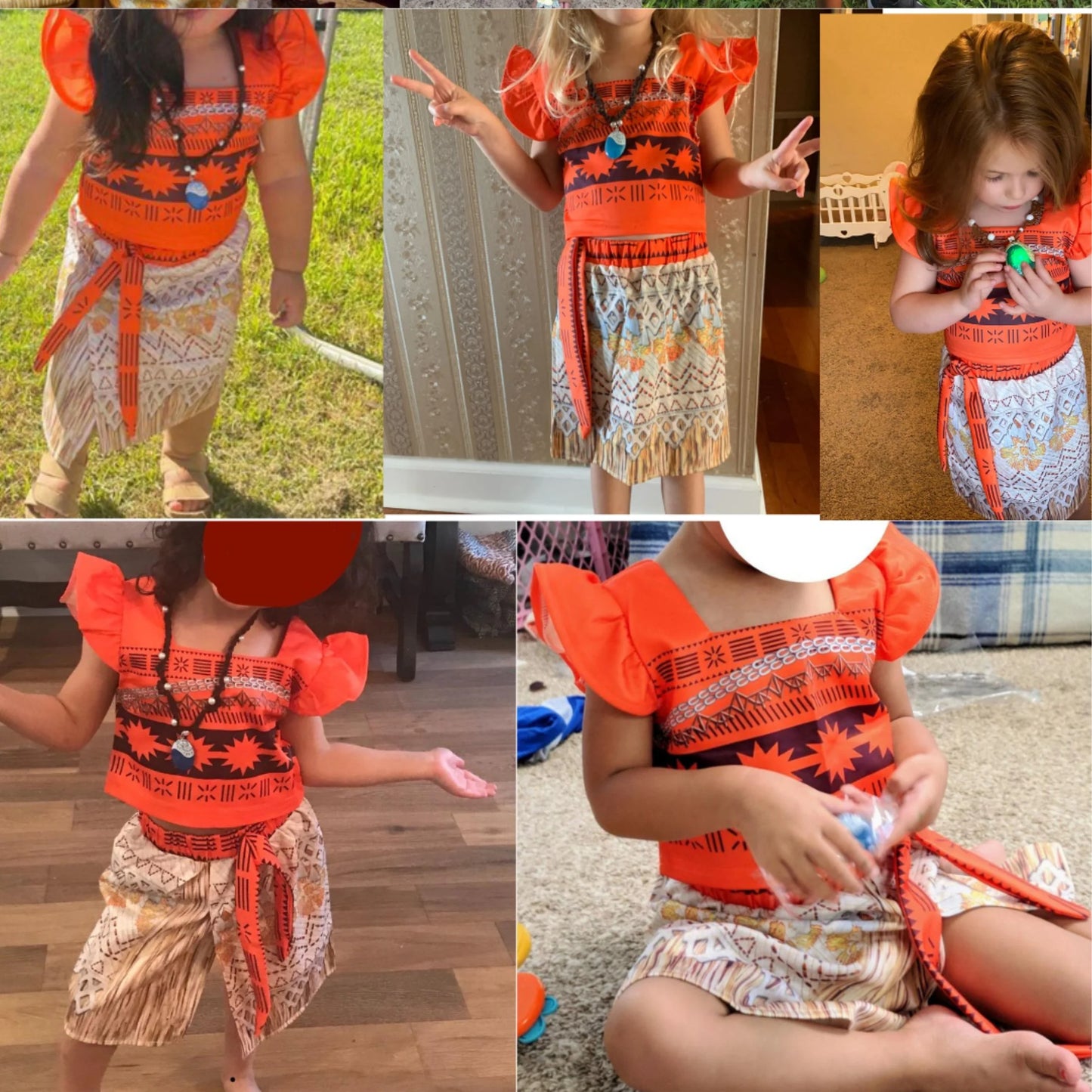 Moana Ocean Adventure Costume for Girls Skirt Sets Princess Dress up Kids Cosplay Role Play Christmas Outfit with Accessories