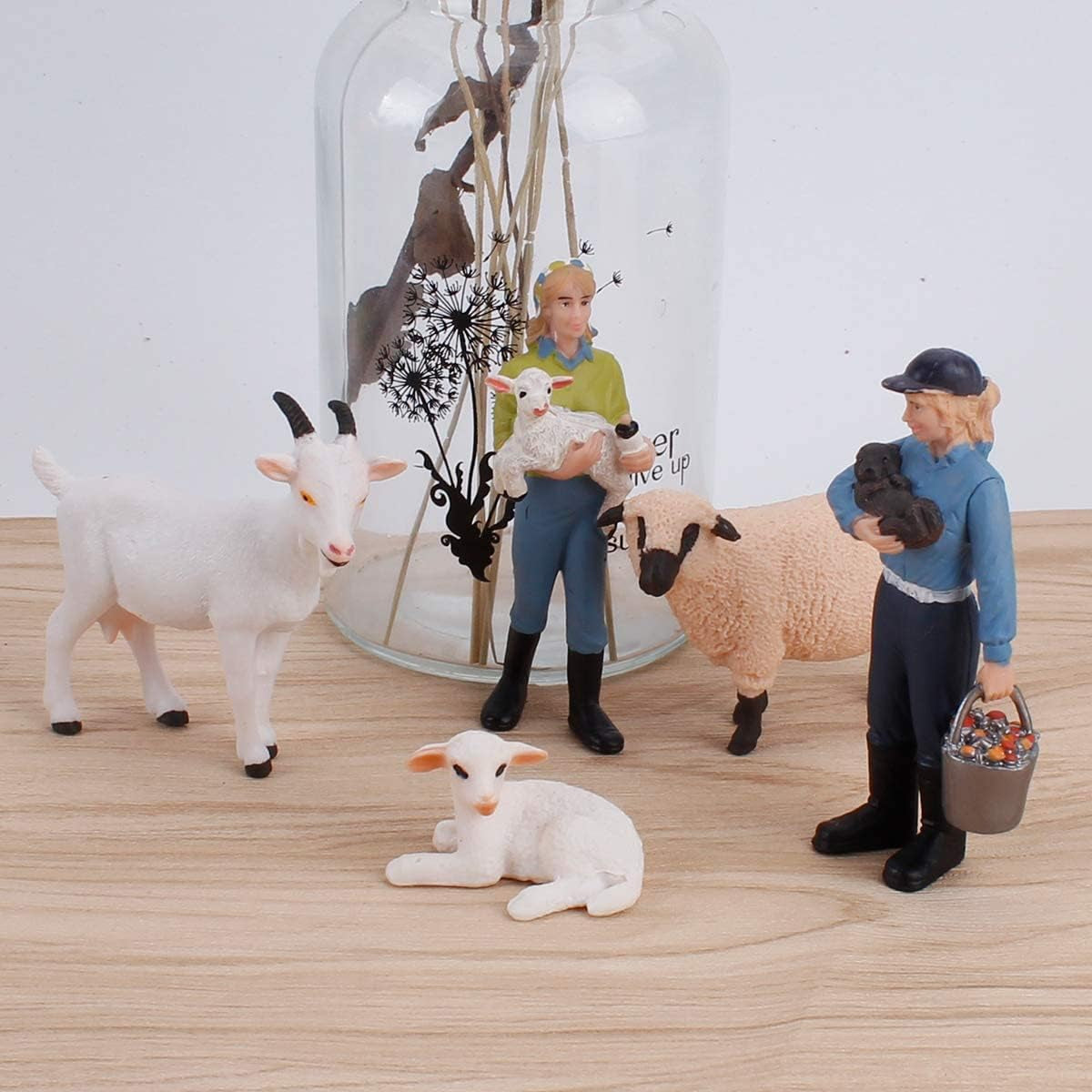 5 PCS Farm Animals Goats Figures Realistic Sheep Figurines Farm Animal Toys Farmer Lamb Model Set Farm Animals for Toddlers for Kid Boys Girls as Birthday Gifts