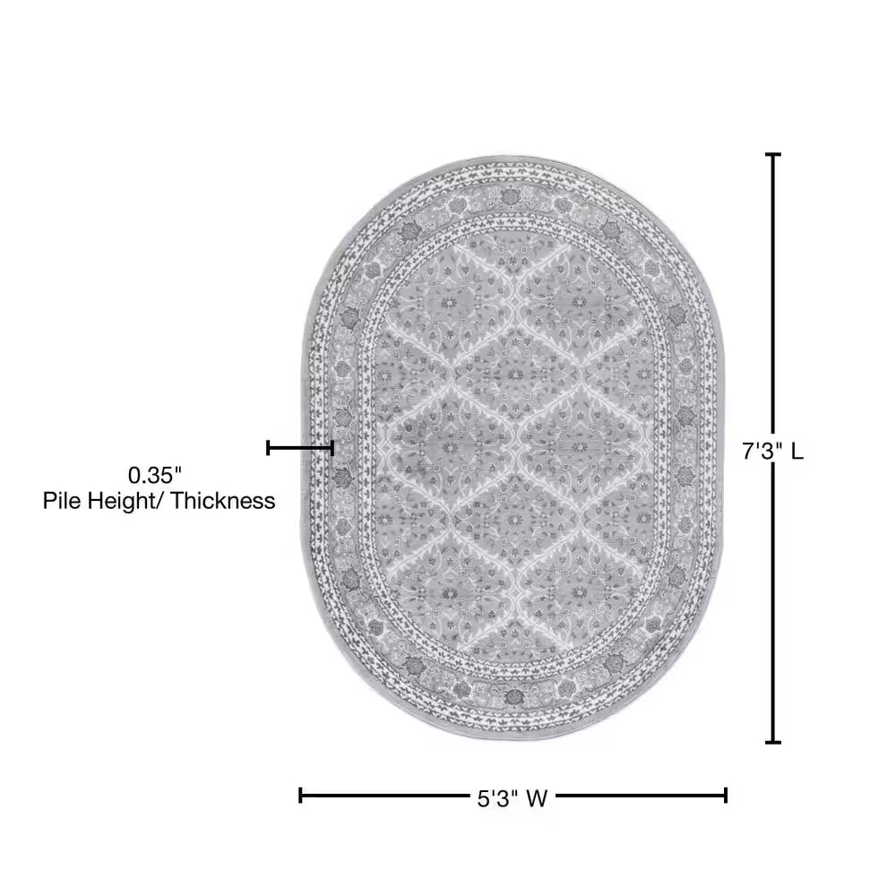Madison Oriental Gray 5 Ft. X 8Ft. Oval Indoor Area Rug