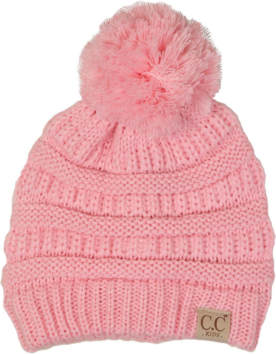 Cozy Toddler Cable Knit Pom Beanie - Warm Winter Hat for Kids