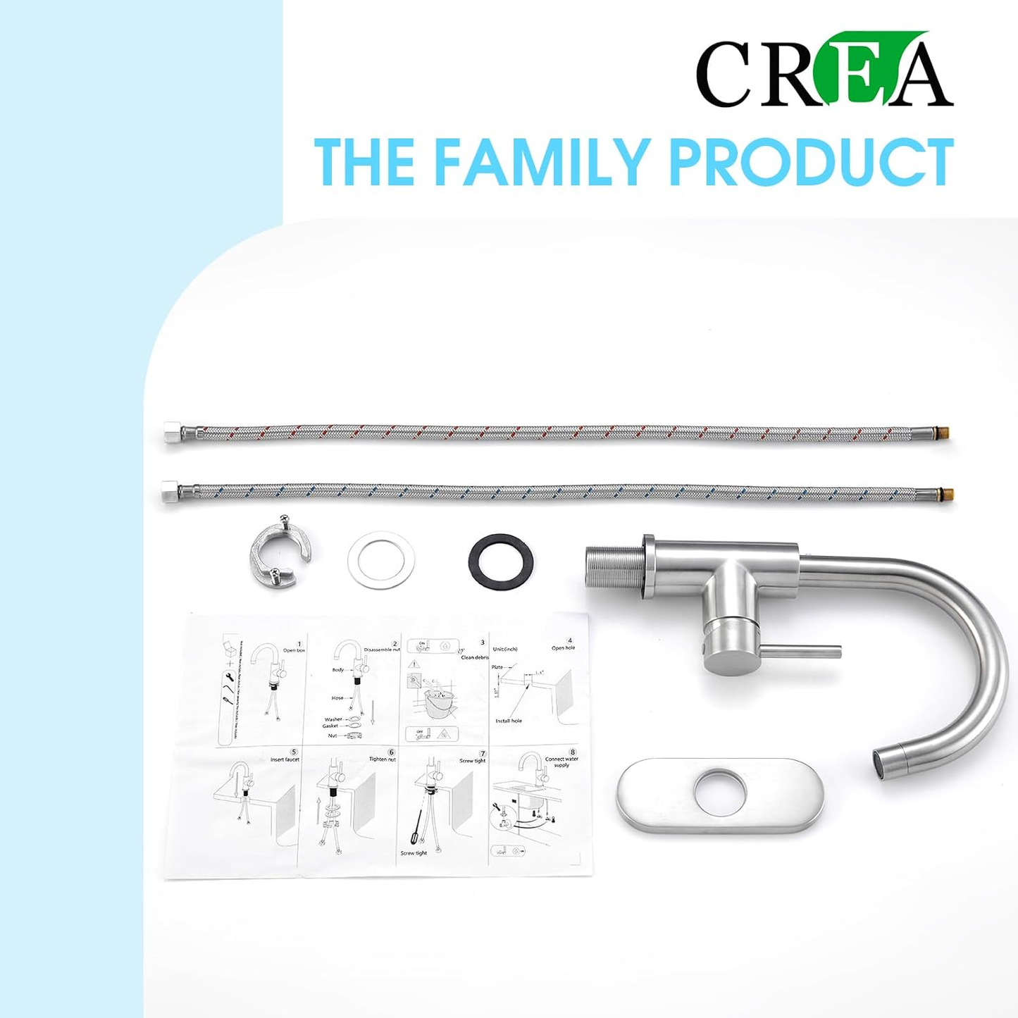 Bar Sink Faucet, Bathroom Kitchen Faucet Brushed Nickel Pre Wet Small Mini Kitchen Bath Utility Marine Faucet Single Hole Stainless Steel Farmhouse Vanity Lavatory Faucets Outdoor