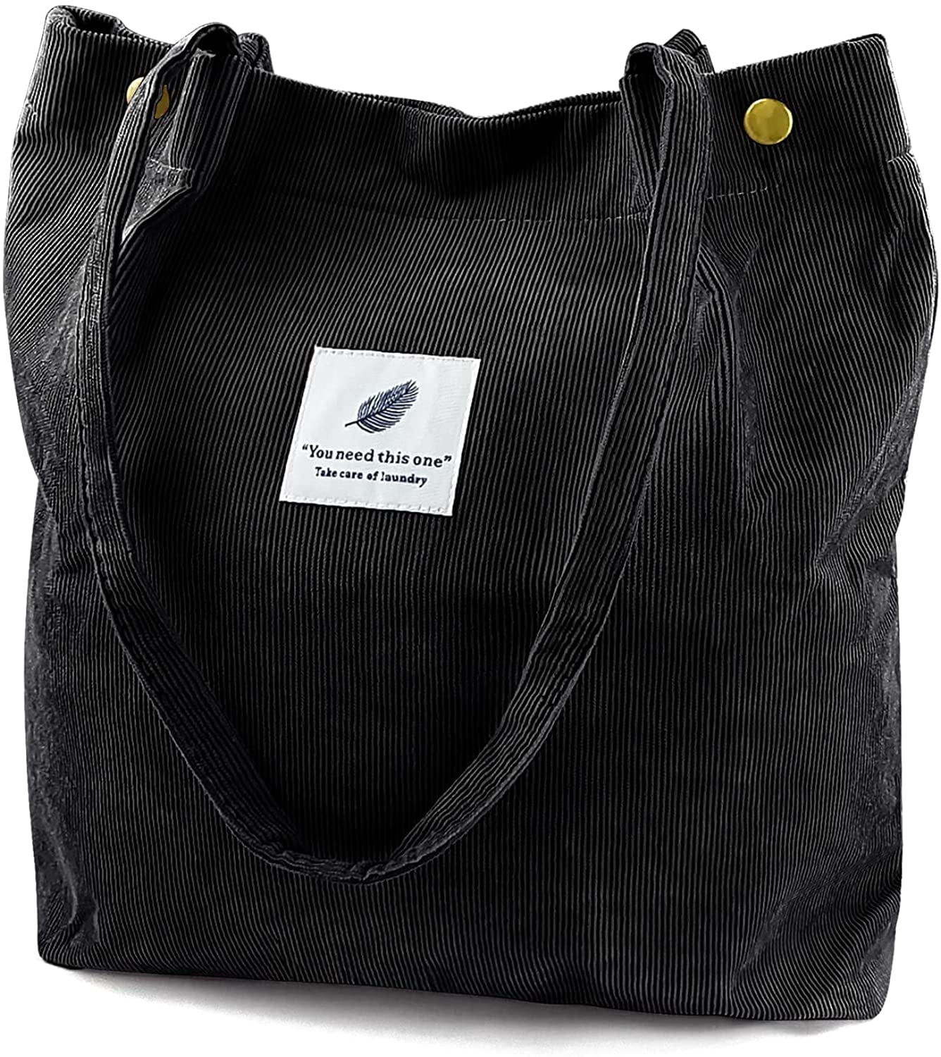 Corduroy Tote Bag Large for Women Girl Lady Canvas Shoulder Cord Purse and Handbags with Inner Pocket (Green)