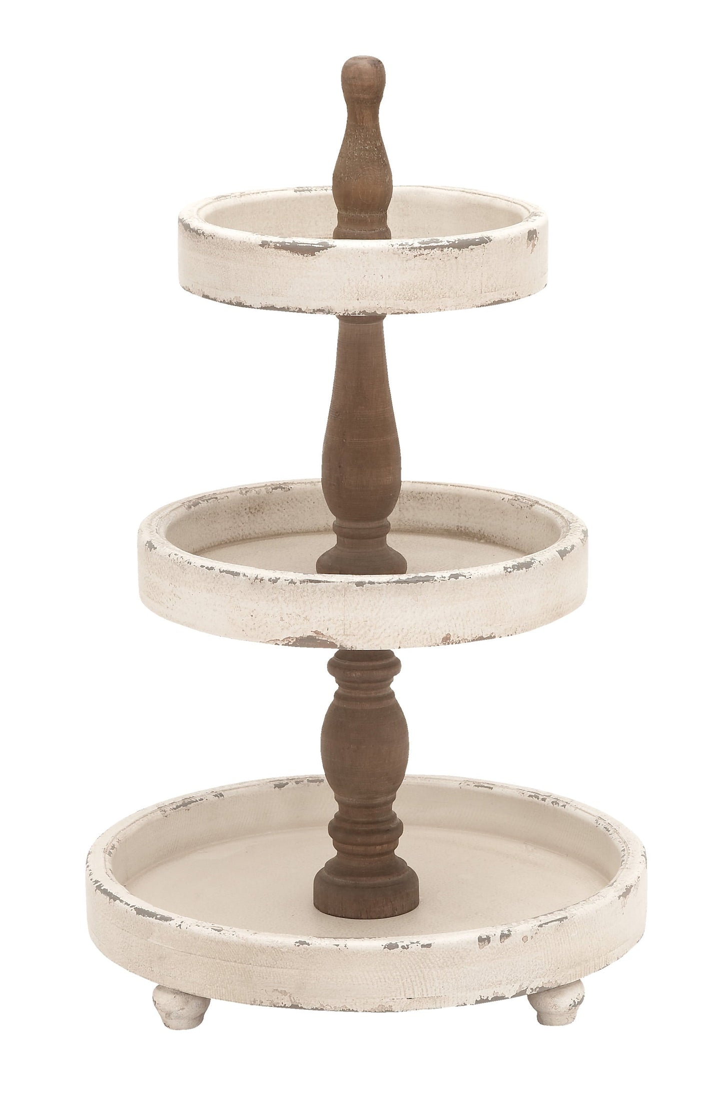 15" X 24" White Wood 3 Tiered Server, 1-Piece