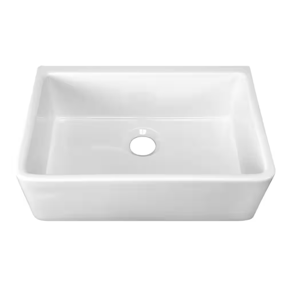 Delia Farmer Sink Fireclay 29 In. 0-Hole Single Bowl Kitchen Sink in White