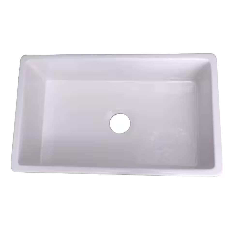 Delia Farmer Sink Fireclay 29 In. 0-Hole Single Bowl Kitchen Sink in White