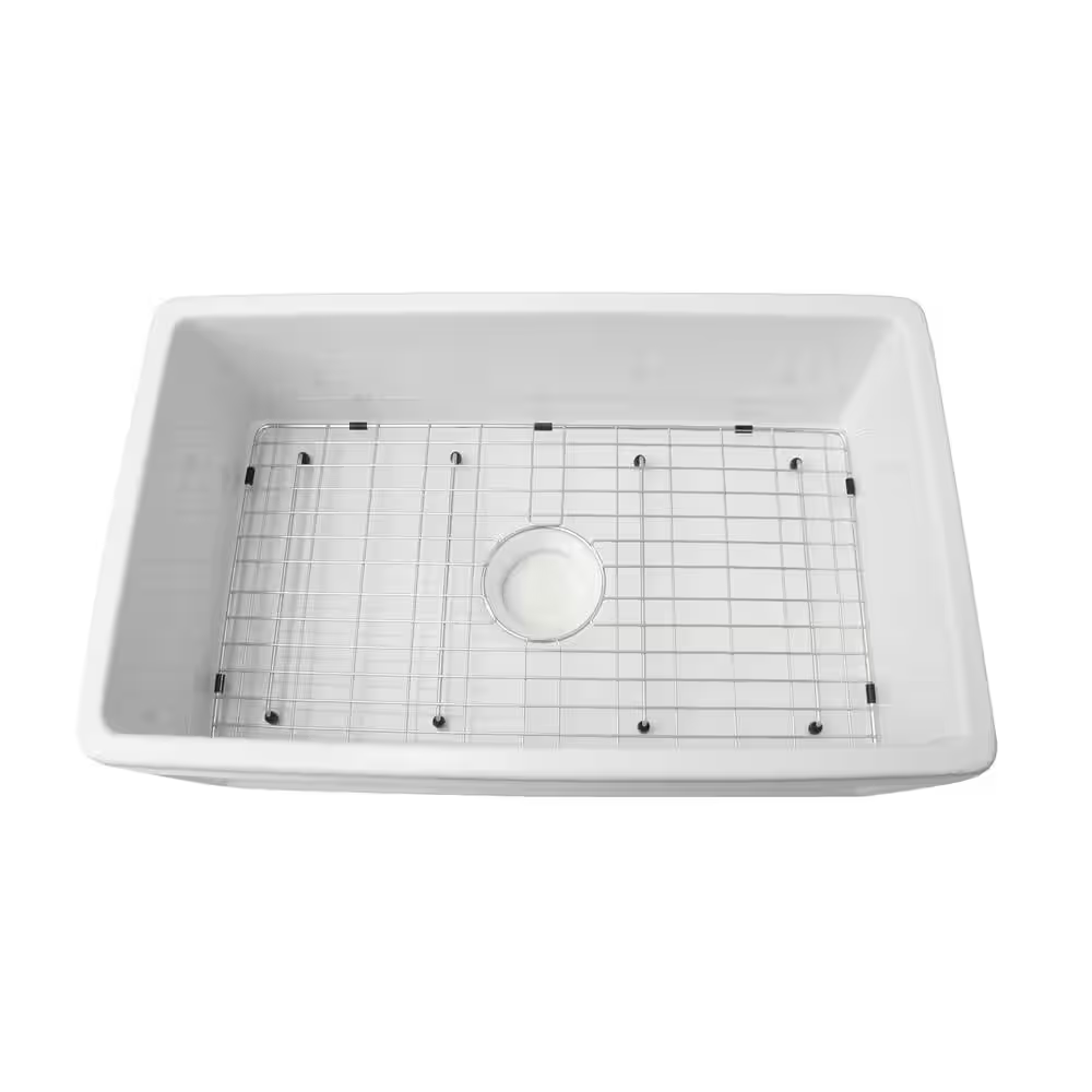 Delia Farmer Sink Fireclay 29 In. 0-Hole Single Bowl Kitchen Sink in White
