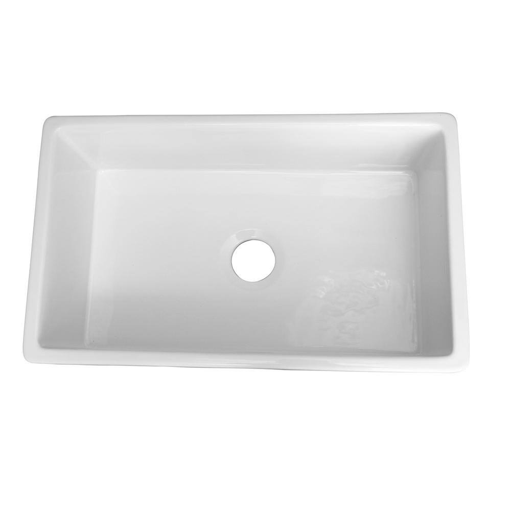 Delia Farmer Sink Fireclay 29 In. 0-Hole Single Bowl Kitchen Sink in White
