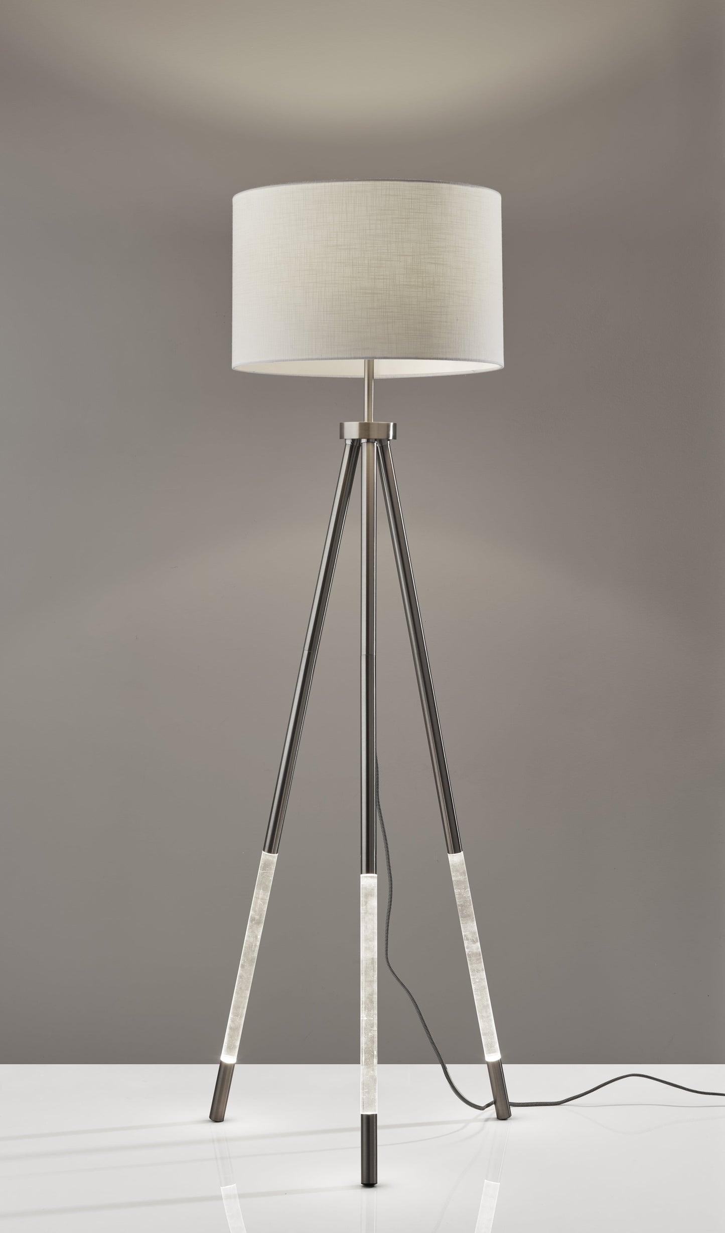 Della Nightlight Floor Lamp in Brushed Steel Finish