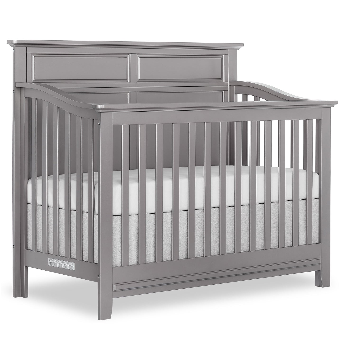 Harper 4-In-1 Convertible Crib, JPMA Certified, 3 Mattress Height Setting, Metallic Grey