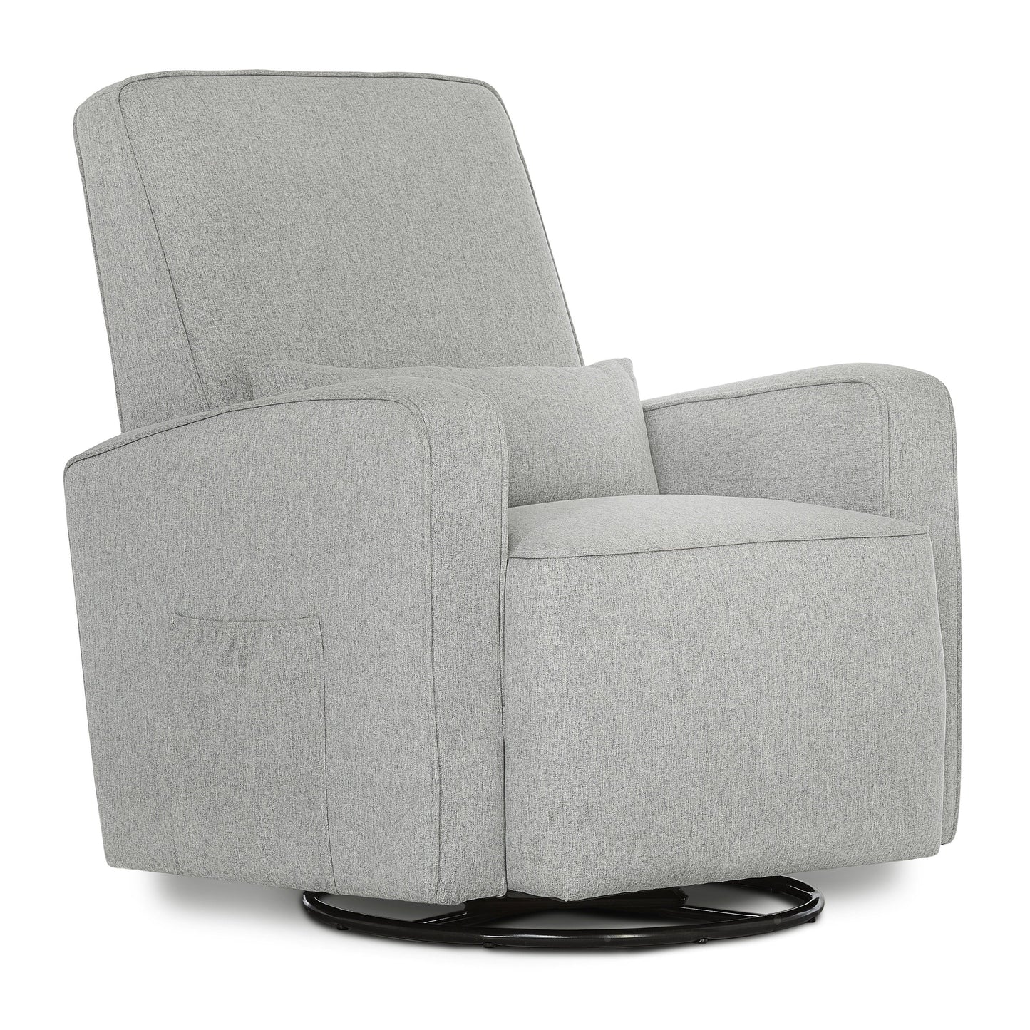 Holland Upholstered Swivel Glider | Rocker I Included Lumbar Pillow I Modern Design, Thunder