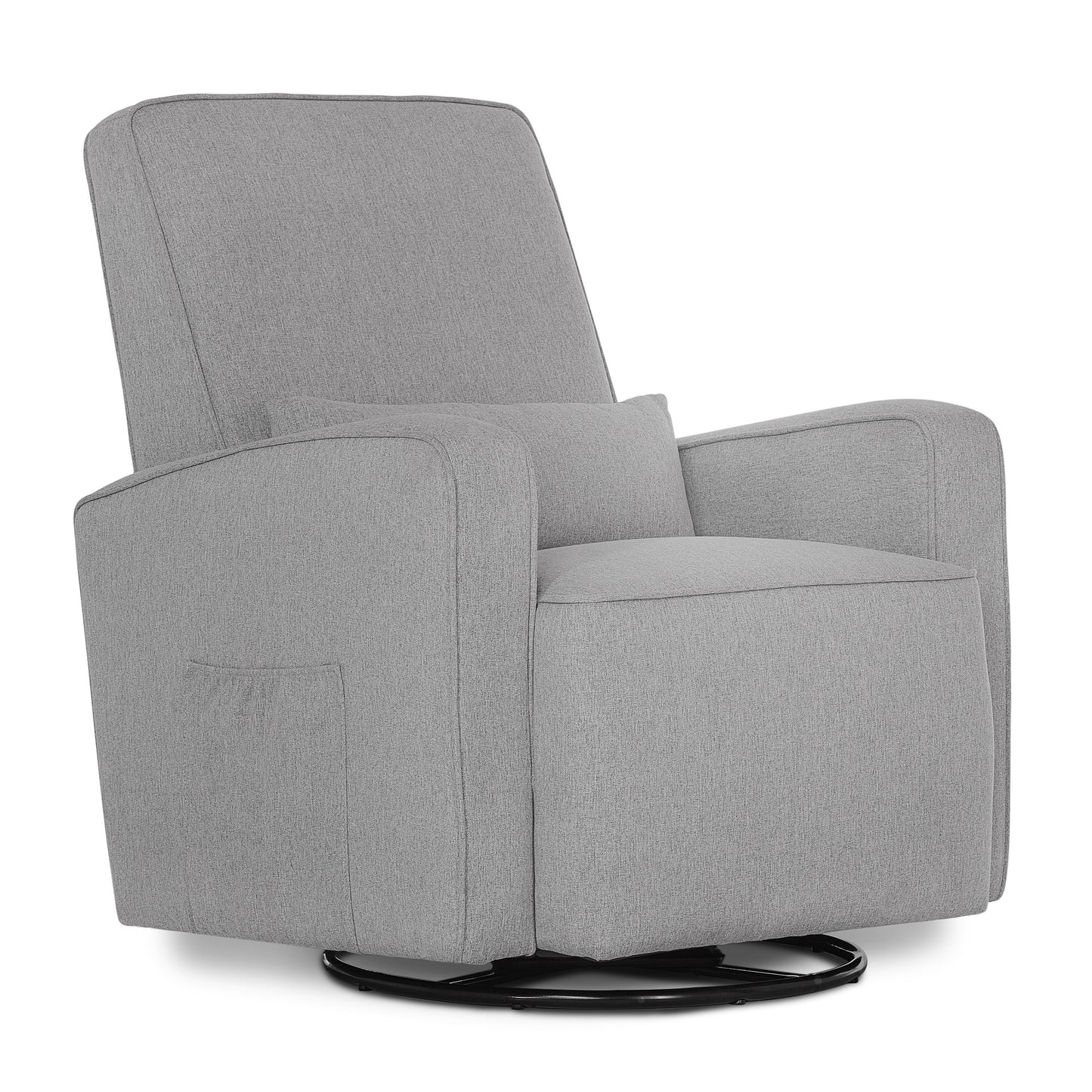 Holland Upholstered Swivel Glider | Rocker I Included Lumbar Pillow I Modern Design, Thunder