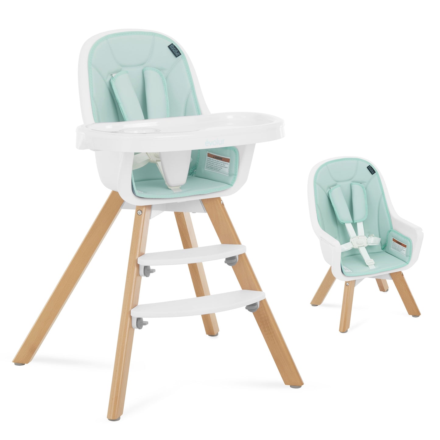 Zoodle 2-In-1 High Chair Booster Feeding Chair with Modern Design, Sage Green (Model #254)