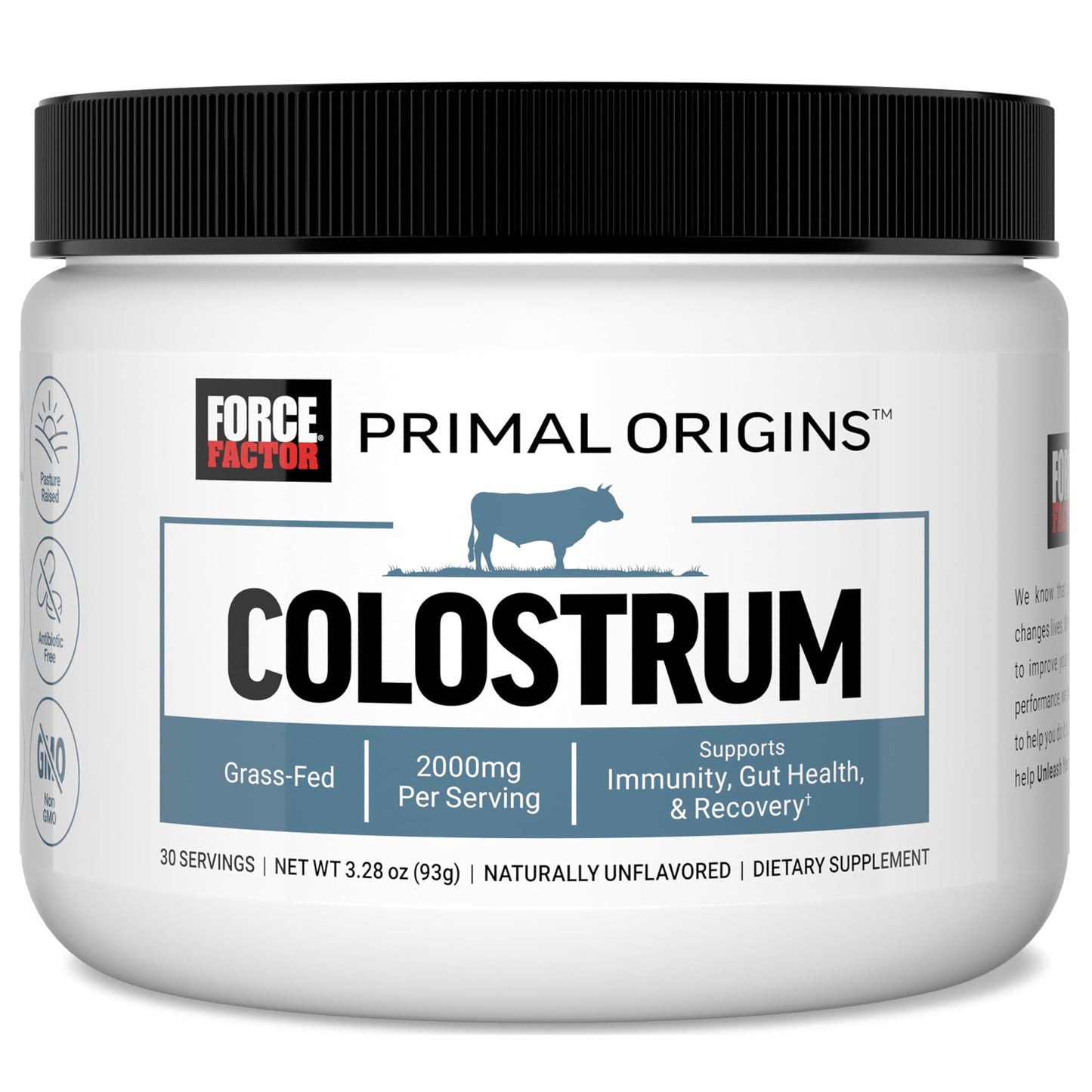Primal Origins Bovine Colostrum Powder, Pasture-Raised, Grass Fed, Hormone Free, 30 Servings