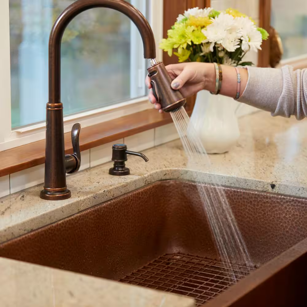 Lange 30 In. Farmhouse Apron Front Undermount Single Bowl 16 Gauge Antique Copper Kitchen Sink
