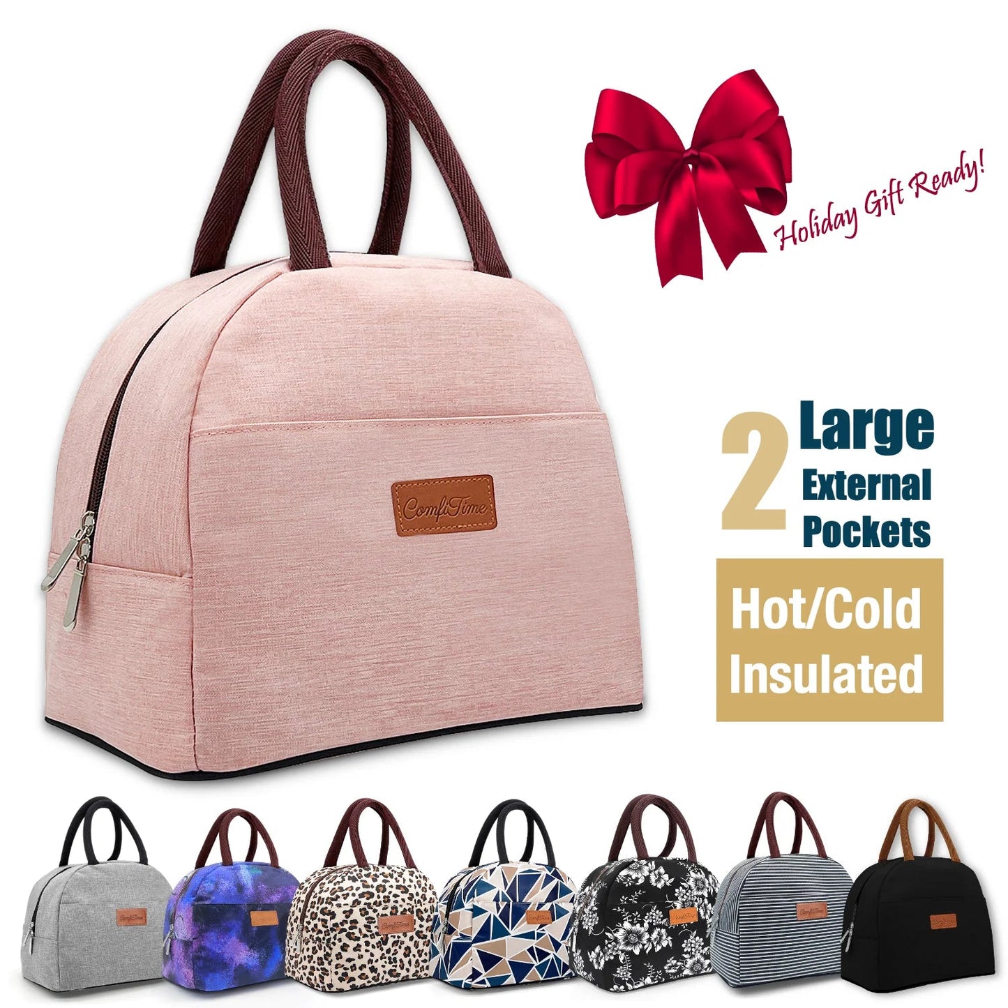Lunch Bag - Insulated Lunch Box for Women, 8L or 14 Cans Large Capacity Cooler Bag for Adults & Teen, Cute Aesthetic Lunch Tote for Work, School, Extra Zippered Pocket for Wallet & Phone