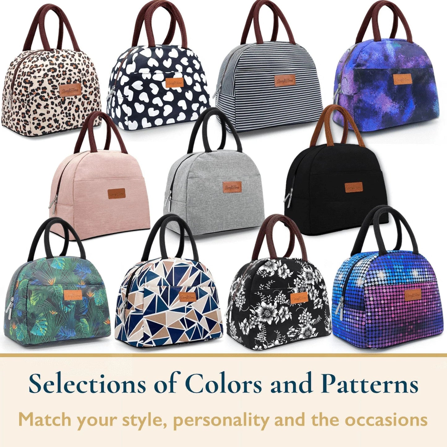 Lunch Bag - Insulated Lunch Box for Women, 8L or 14 Cans Large Capacity Cooler Bag for Adults & Teen, Cute Aesthetic Lunch Tote for Work, School, Extra Zippered Pocket for Wallet & Phone