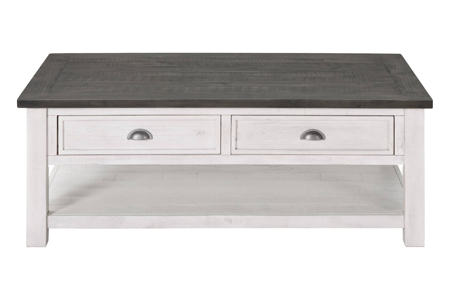 Monterey Solid Wood 2 Drawer Coffee Table White and Gray