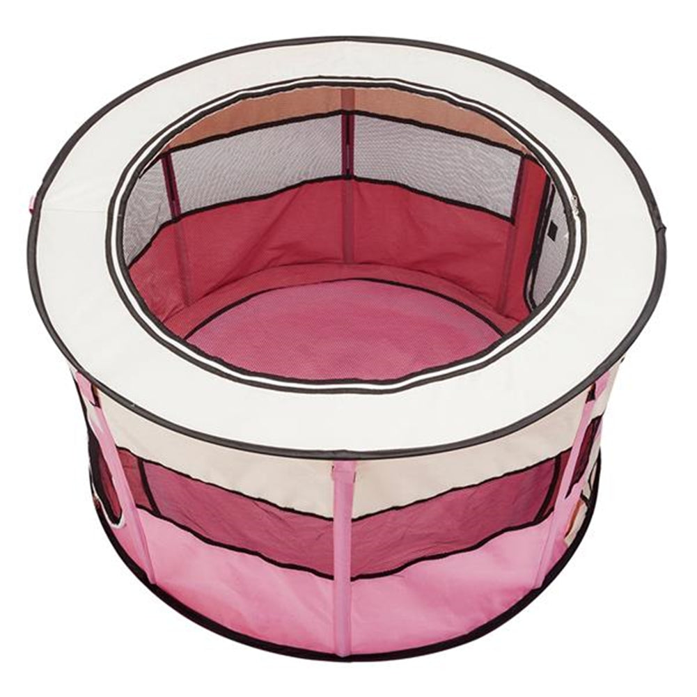 US 40inch Folding Pet Game Fence Tent Portable Round Dog House Cat Nest Bed With Zipper Pink