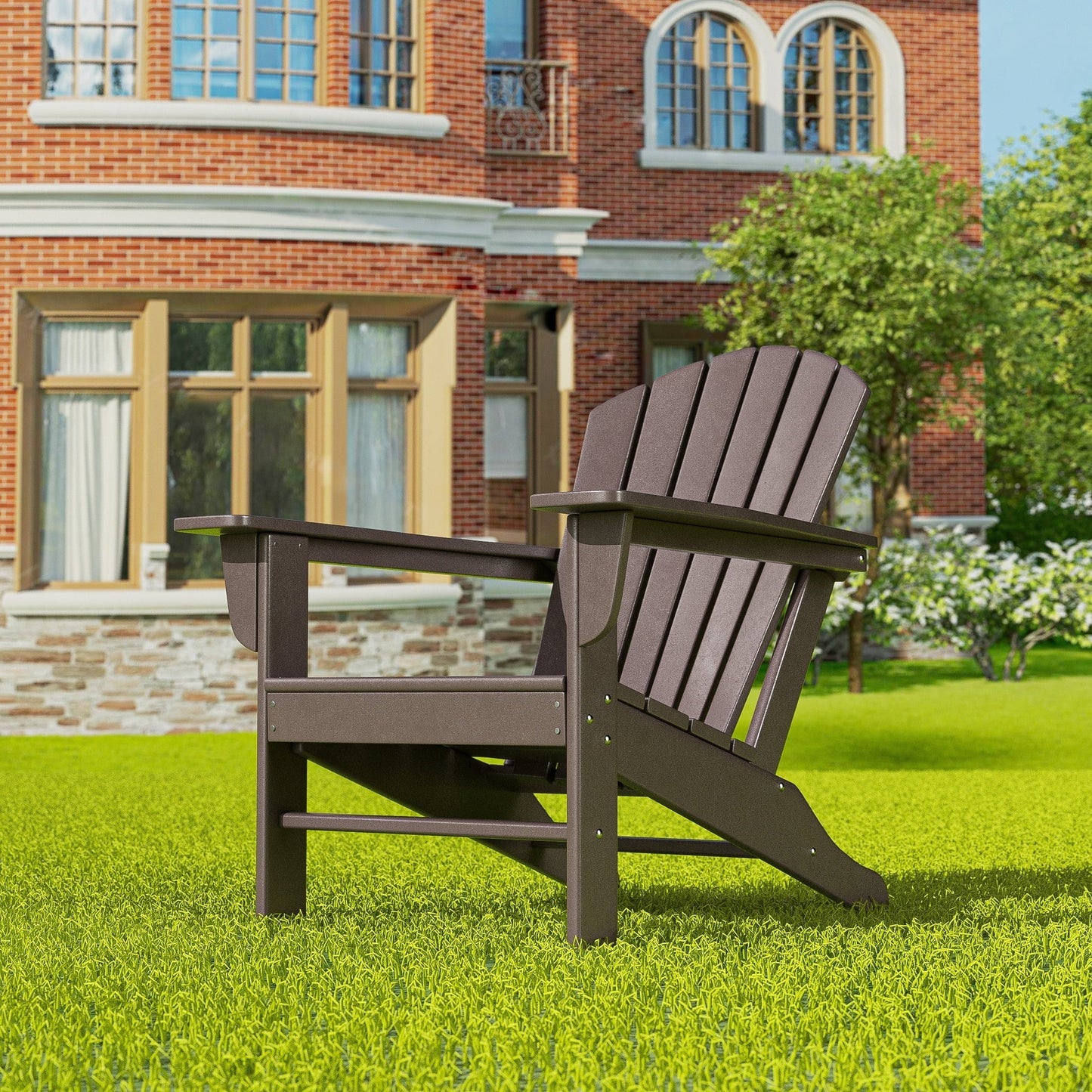 Altura Outdoor Eco-Friendly All Weather Poly Patio Adirondack Chair - Dark Brown