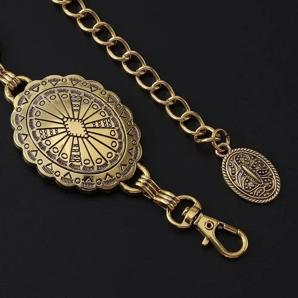Color: black, Belt Length: 120cm - Metal Chain Belt for Women Cowgirl Western Country Chain Belts Adjustable Concho Belt for Sweaters Dresses Jeans