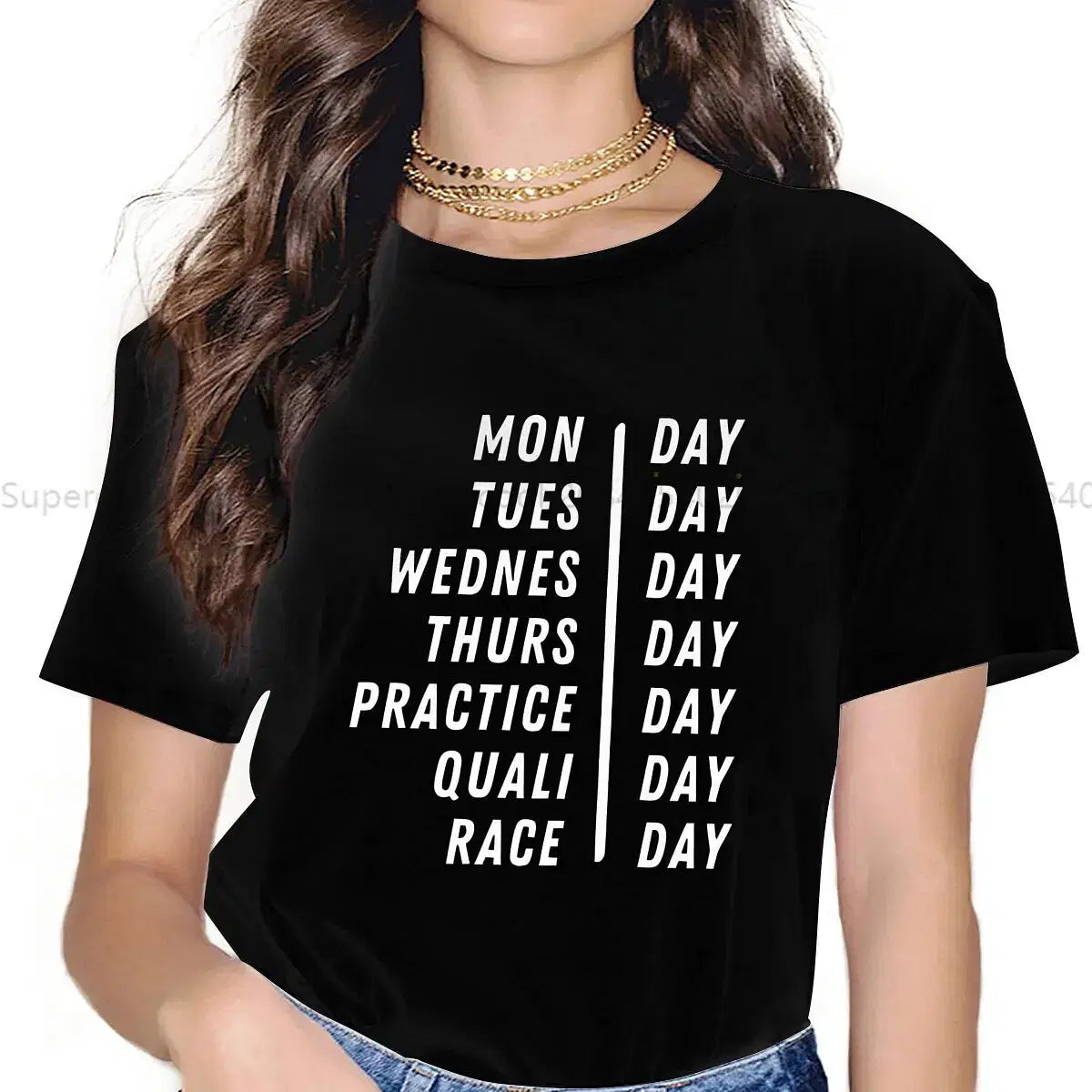 Color: black, Size: XXL - Race Week Newest Polyester TShirts F1 Formulate 1 Racing Female Style Streetwear T Shirt O Neck