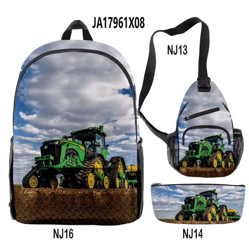 3Pcs/Set Tractor Pattern Backpack 3D Print School Bag Sets for Teenager Boys Girls Cartoon Kids Schoolbag Children Mochilas