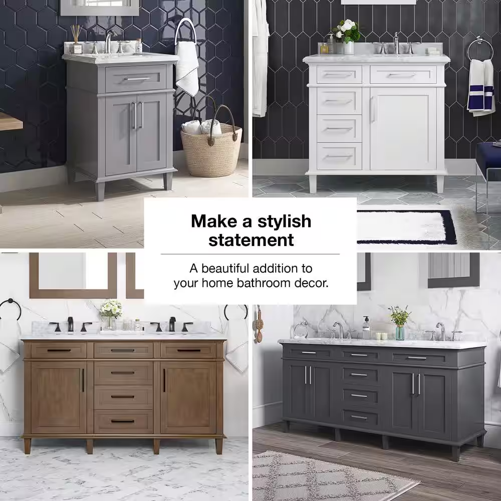 Sonoma 60 In. Double Sink Almond Latte Bath Vanity with Carrara Marble Top (Assembled)