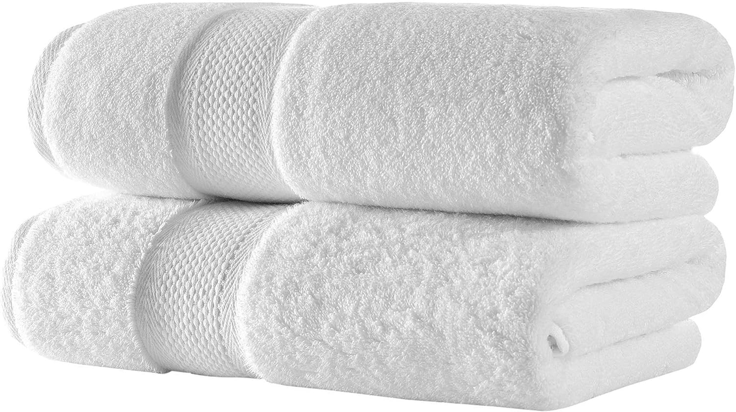 Turkish Towels Luxury Hotel-Spa Towel Set, Non-Gmo 100% Turkish Cotton | Ultra Soft Plush Absorbent Towels (White, 2 Pcs Bath Towel Set)