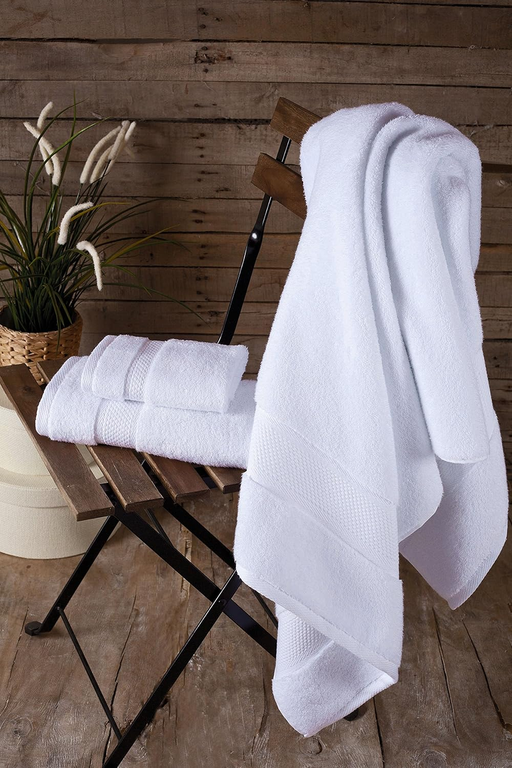 Turkish Towels Luxury Hotel-Spa Towel Set, Non-Gmo 100% Turkish Cotton | Ultra Soft Plush Absorbent Towels (White, 2 Pcs Bath Towel Set)