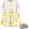Baby-Girls Cotton Dress, Cardigan and Shoe Set