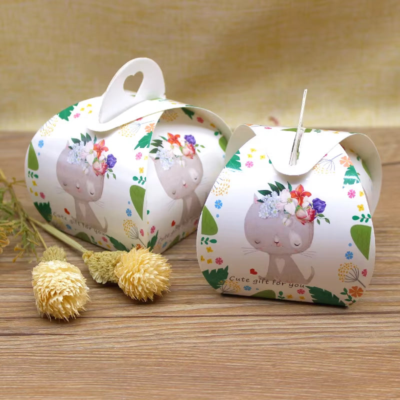 10Pcs 5.5X5.5X6.5Cm Paper Candy Box Flamingo Chocolate Gift Box for Baby Shower Birthday Wedding Party Supplies
