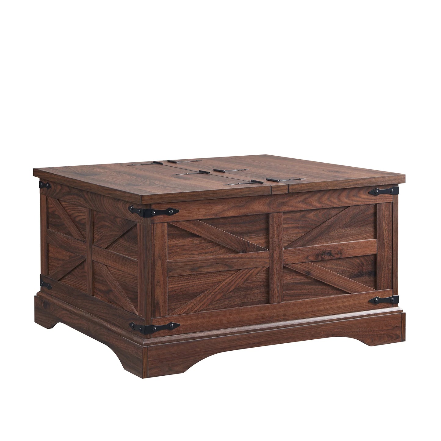Farmhouse Coffee Table with Storage and Lift Top, Square Wood Center for Living Room, Brown