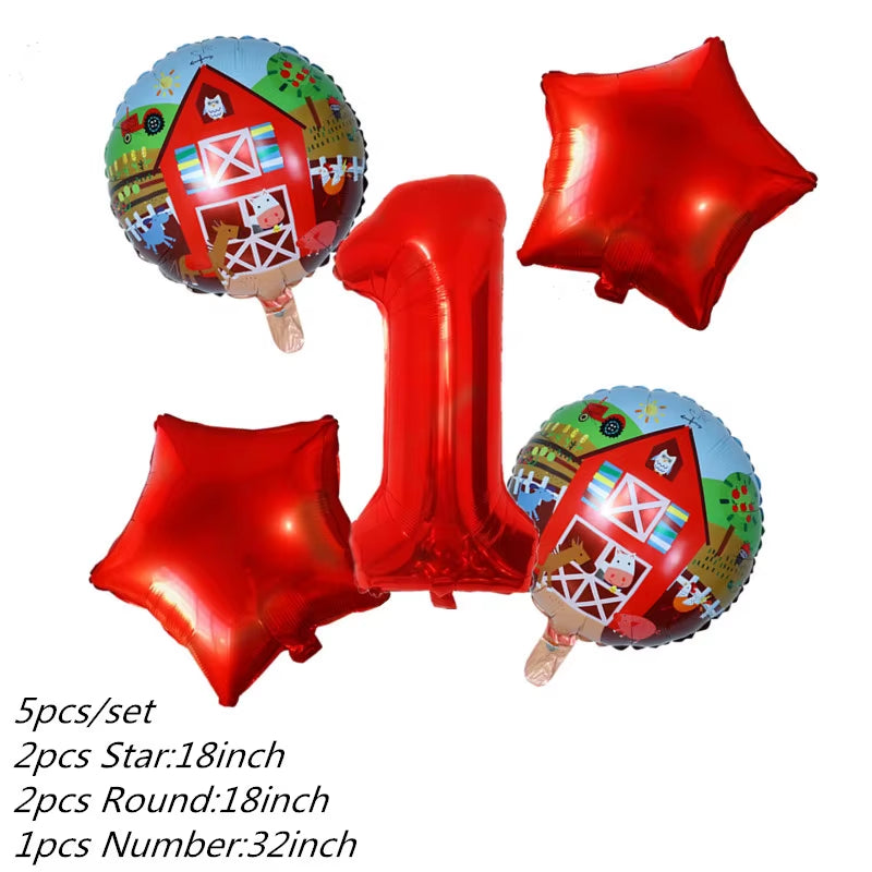 Baby Shower Farm Animals Theme Party Favors Decorations with Balloon Cartoon Disposable Tableware Sets Birthday Party Supplies