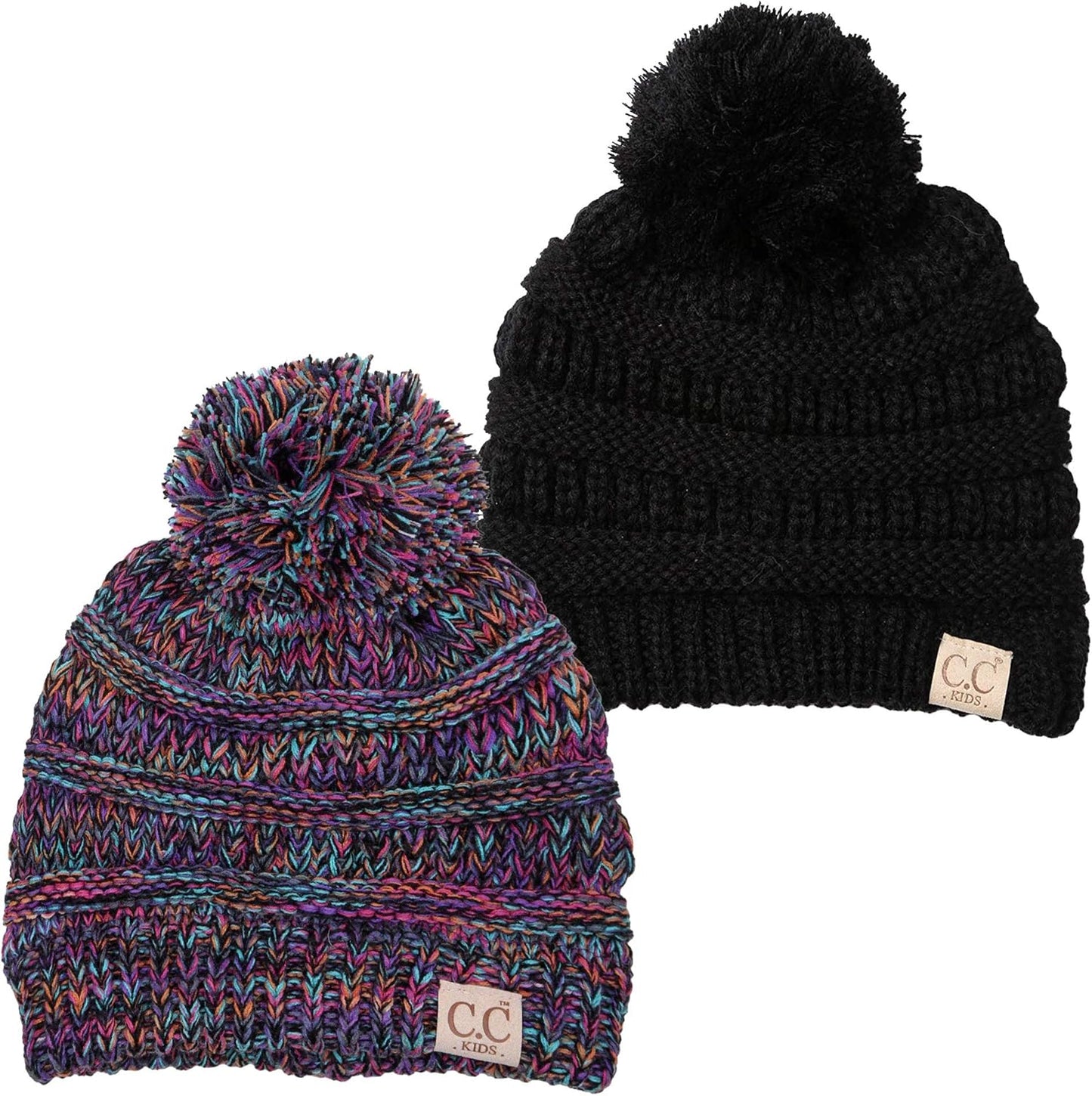 Cozy Toddler Cable Knit Pom Beanie - Warm Winter Hat for Kids